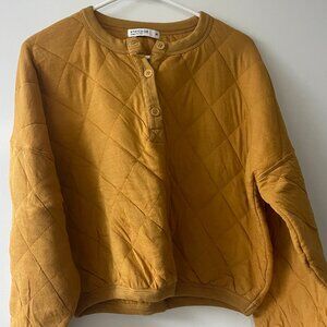Stateside Ochre Mustard Yellow Quilted Sweatshirt Top